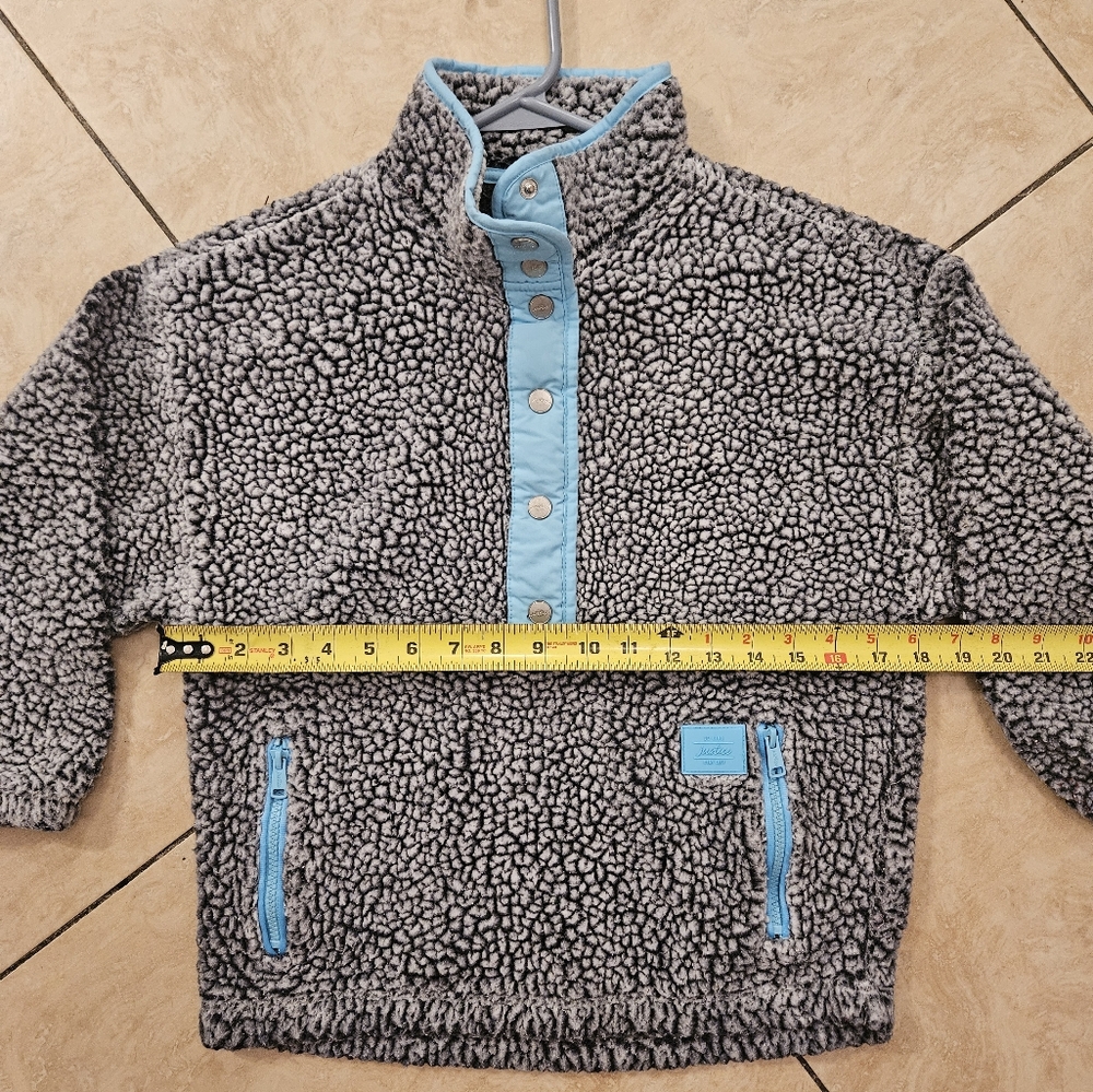 Girl's JUSTICE Sherpa fuzzy faux fur pullover with pockets size 10 - Picture 8 of 10